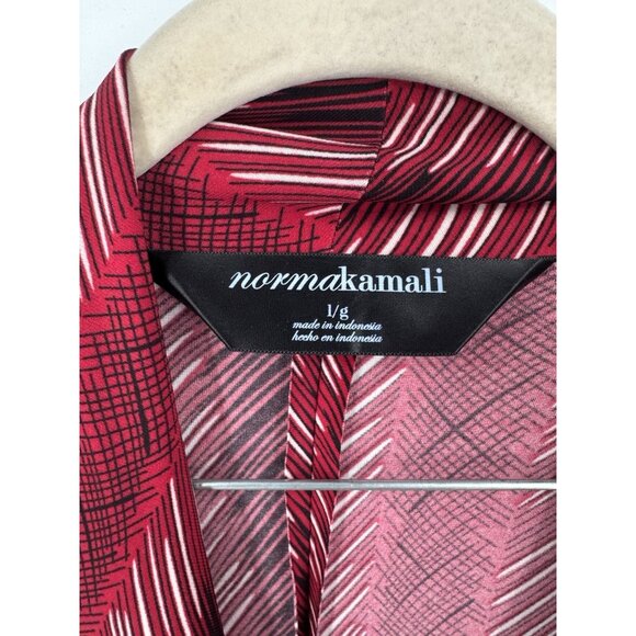 Norma Kamali Mini Dress Women Large Red Faux Wrap Mature Abstract Art To Wear - Picture 3 of 8